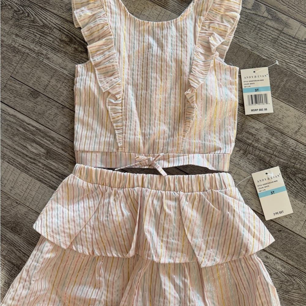 Andy & Evan Kids Multicolor Striped Ruffle Shorts